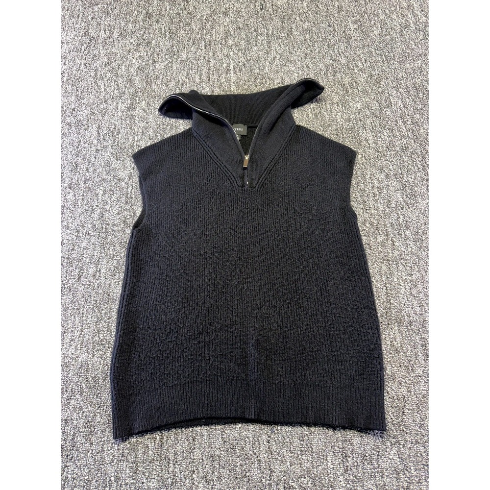 Cyrus Ribbed Knit Sweater Vest Womens Small Black Quarter Zip Soft Winter Wear
